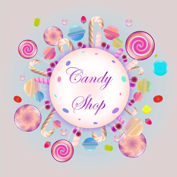 Şekerci kartı afişi lolipop şekerlemeleri