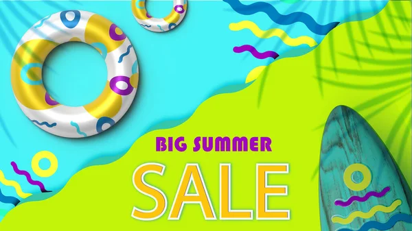 summer sale poster banner background 3d