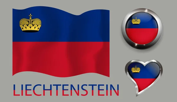 Lihtenştayn bayrağının parlak düğmeli kalbini ayarla