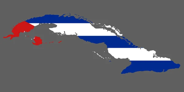 Cuba map with flag north America cartography