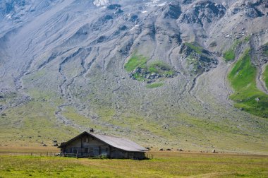 View of Engstligenalp from the Engstligengrat hiking trail, Swiss Alps, Switzerland