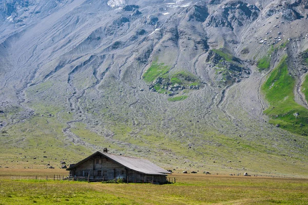 View of Engstligenalp from the Engstligengrat hiking trail, Swiss Alps, Switzerland