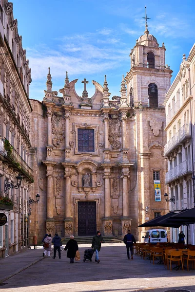 Ourense, Spagna 21 gennaio 2022, Facciata principale della Cattedrale in stile romanico — Foto Stock