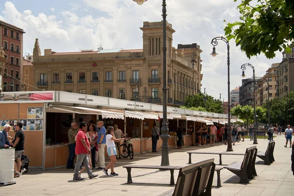 Pamplona Spain June 2022 Views Plaza Del Castillo Book Fair — стокове фото