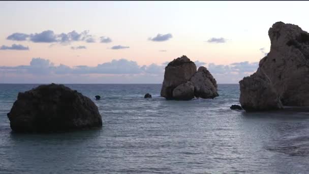 Afrodites Rock Petra Tou Romiou Födelseplatsen För Afrodite Horisontell Cypern — Stockvideo