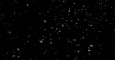 Siyah zemin üzerinde rastgele uçan küçük beyaz parçacıklara sahip video