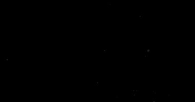 Siyah zemin üzerinde rastgele uçan küçük beyaz parçacıklara sahip video