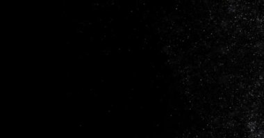 Siyah zemin üzerinde rastgele uçan küçük beyaz parçacıklara sahip video