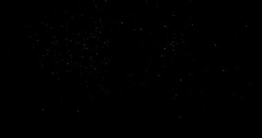 Siyah zemin üzerinde rastgele uçan küçük beyaz parçacıklara sahip video