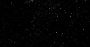 Siyah zemin üzerinde rastgele uçan küçük beyaz parçacıklara sahip video