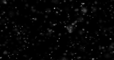 Siyah zemin üzerinde rastgele uçan küçük beyaz parçacıklara sahip video