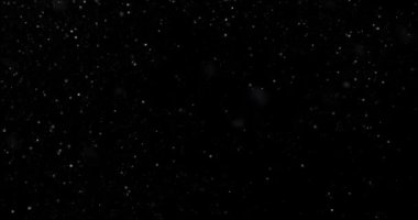 Siyah zemin üzerinde rastgele uçan küçük beyaz parçacıklara sahip video