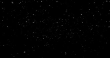 Siyah zemin üzerinde rastgele uçan küçük beyaz parçacıklara sahip video