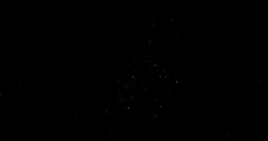 Animation with small white particles flying randomly on black background