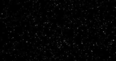Siyah zemin üzerinde rastgele uçan küçük beyaz parçacıklara sahip video
