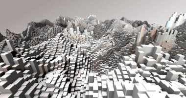 Soyut ızgara şekilli manzara arka planı. 3d oluşturma