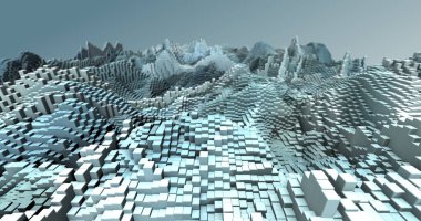Soyut ızgara şekilli manzara arka planı. 3d oluşturma