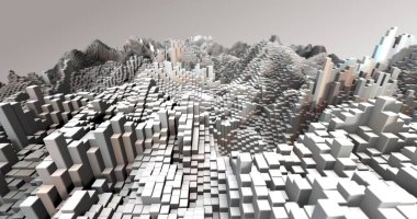 Soyut ızgara şekilli manzara arka planı. 3d oluşturma