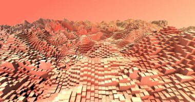 Soyut ızgara şekilli manzara arka planı. 3d oluşturma