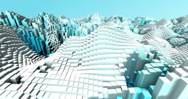 Soyut ızgara şekilli manzara arka planı. 3d oluşturma