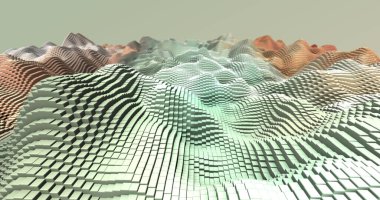 Soyut ızgara şekilli manzara arka planı. 3d oluşturma