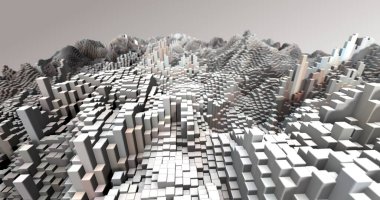 Soyut ızgara şekilli manzara arka planı. 3d oluşturma