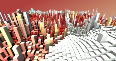 Soyut ızgara şekilli manzara arka planı. 3d oluşturma