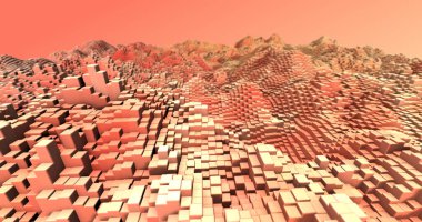 Soyut ızgara şekilli manzara arka planı. 3d oluşturma