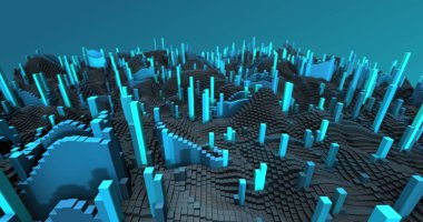 Soyut ızgara şekilli manzara arka planı. 3d oluşturma