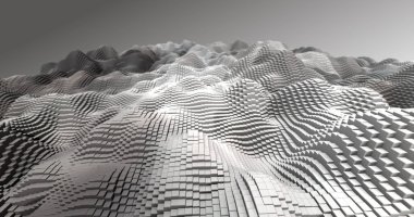 Soyut ızgara şekilli manzara arka planı. 3d oluşturma