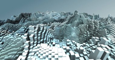 Soyut ızgara şekilli manzara arka planı. 3d oluşturma