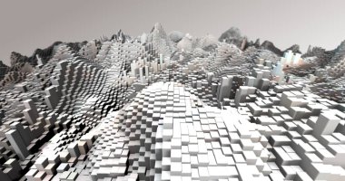 Soyut ızgara şekilli manzara arka planı. 3d oluşturma