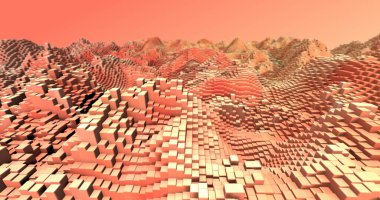 Soyut ızgara şekilli manzara arka planı. 3d oluşturma