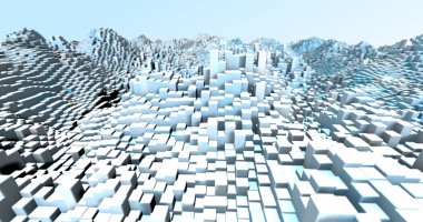 Soyut ızgara şekilli manzara arka planı. 3d oluşturma