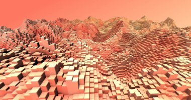 Soyut ızgara şekilli manzara arka planı. 3d oluşturma