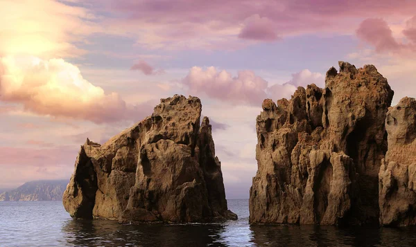 Calanques Klippen Von Piana Mittelmeer Korse Frankreich — Stockfoto