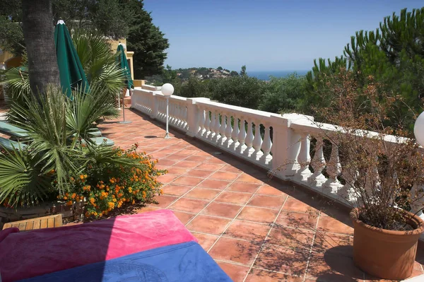 Terraza Bormes Les Mimosas Francia Riviera Francés — Foto de Stock