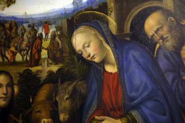 SIENA, ITALY, 14 Haziran 2016: Siena, Toskana 'nın Pinacoteca Nazialinin iç mimari dekorları