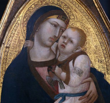 SIENA, ITALY, 14 Haziran 2016: Siena, Toskana 'nın Pinacoteca Nazialinin iç mimari dekorları