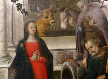 SIENA, ITALY, 14 Haziran 2016: Siena, Toskana 'nın Pinacoteca Nazialinin iç mimari dekorları