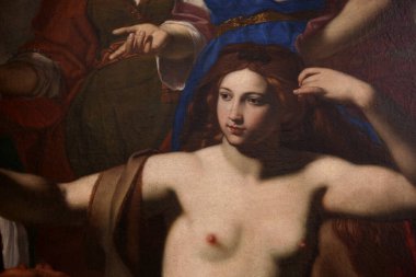 SIENA, ITALY, 14 Haziran 2016: Siena, Toskana 'nın Pinacoteca Nazialinin iç mimari dekorları
