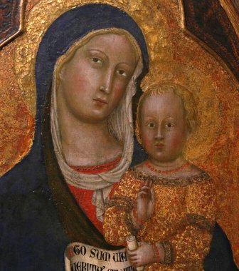 SIENA, ITALY, 14 Haziran 2016: Siena, Toskana 'nın Pinacoteca Nazialinin iç mimari dekorları