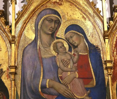 SIENA, ITALY, 14 Haziran 2016: Siena, Toskana 'nın Pinacoteca Nazialinin iç mimari dekorları