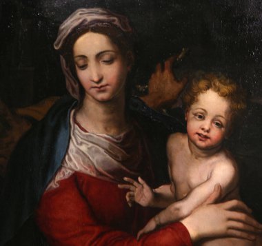 SIENA, ITALY, 14 Haziran 2016: Siena, Toskana 'nın Pinacoteca Nazialinin iç mimari dekorları