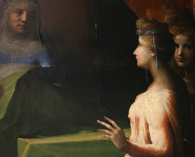 SIENA, ITALY, 14 Haziran 2016: Siena, Toskana 'nın Pinacoteca Nazialinin iç mimari dekorları