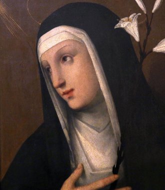 SIENA, ITALY, 14 Haziran 2016: Siena, Toskana 'nın Pinacoteca Nazialinin iç mimari dekorları