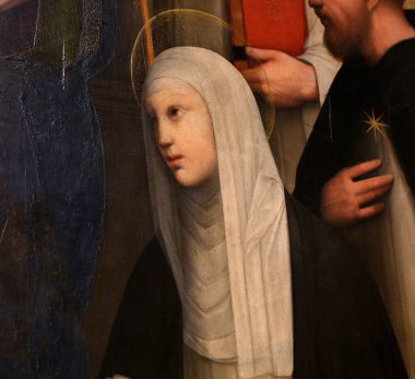 SIENA, ITALY, 14 Haziran 2016: Siena, Toskana 'nın Pinacoteca Nazialinin iç mimari dekorları