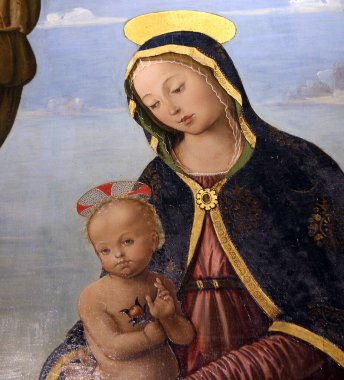 SIENA, ITALY, 14 Haziran 2016: Siena, Toskana 'nın Pinacoteca Nazialinin iç mimari dekorları