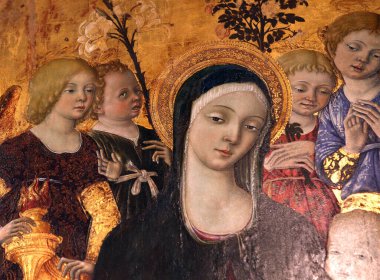 SIENA, ITALY, 14 Haziran 2016: Siena, Toskana 'nın Pinacoteca Nazialinin iç mimari dekorları