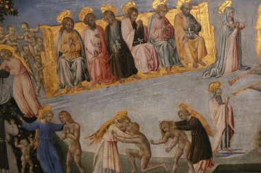 SIENA, ITALY, 14 Haziran 2016: Siena, Toskana 'nın Pinacoteca Nazialinin iç mimari dekorları